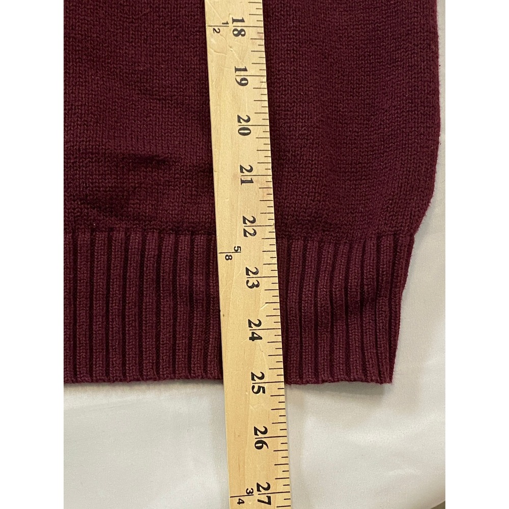 Polo Ralph Lauren Mens XL Burgundy Button Mock Neck Pullover Sweater Blue Pony - Picture 7 of 10